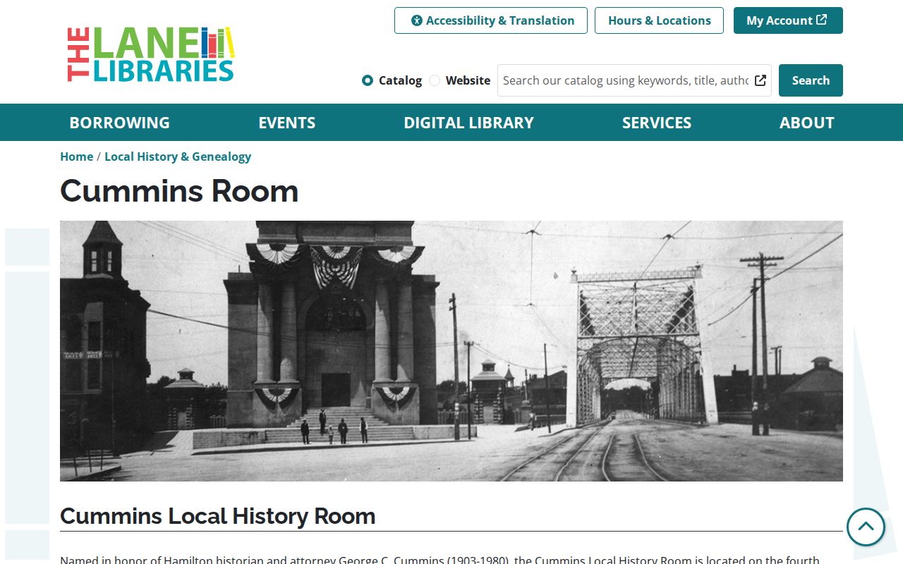Hamilton residents directory Cummins Local History Room collection page