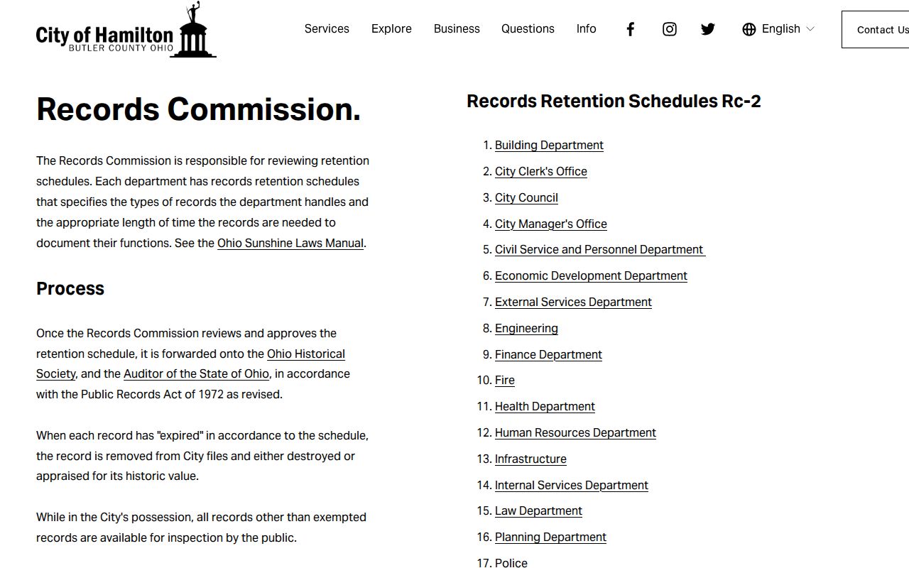 Hamilton residents directory City Records Commission page