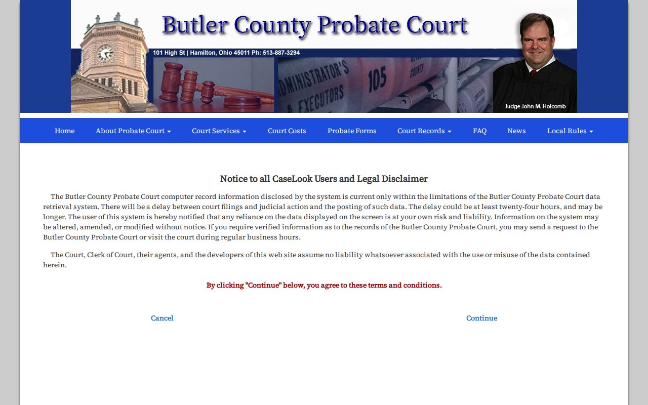 Hamilton resident lookup route through the Butler County Probate Court record search